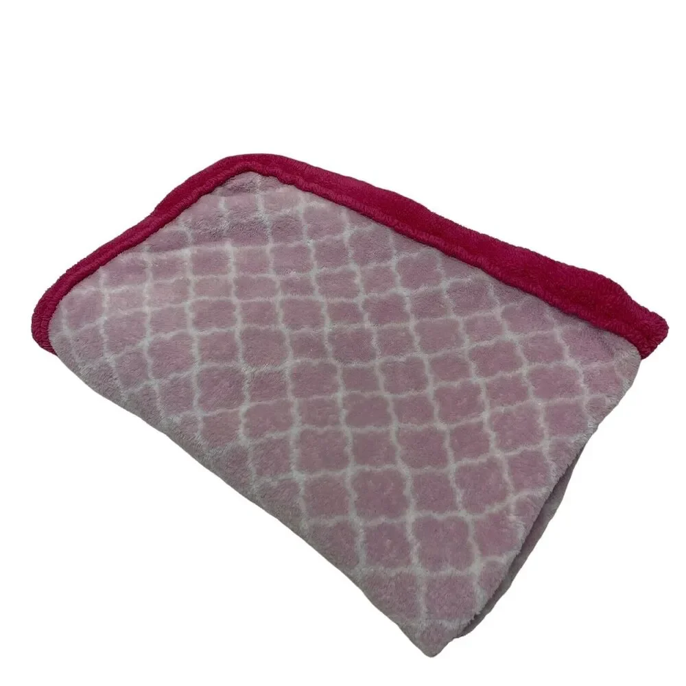 Petite L’Amour pink lattice print baby blanket girls nursery